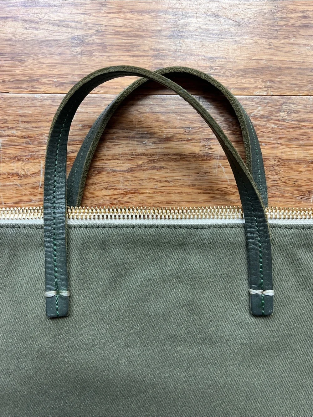 Clare V Waxed Cotton Canvas Attaché Bag Olive Green